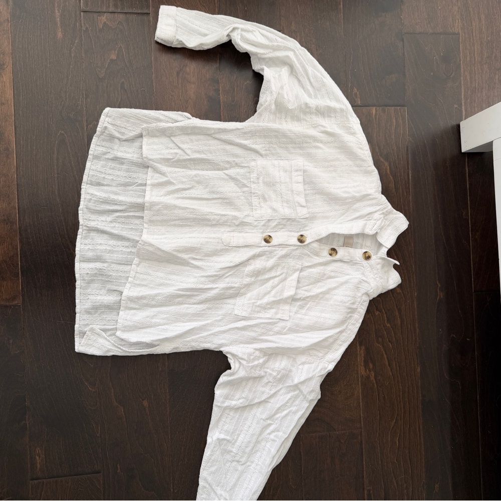 White Loft Button-Up Shirt with Pockets